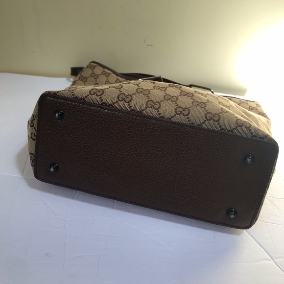 GUCCI GG Monogram Large Eclipse Tote Shoulder Bag Canvas Leather Purse Brown - Picture 10 of 17